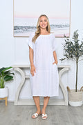 White Cocoon Linen Dress OS
