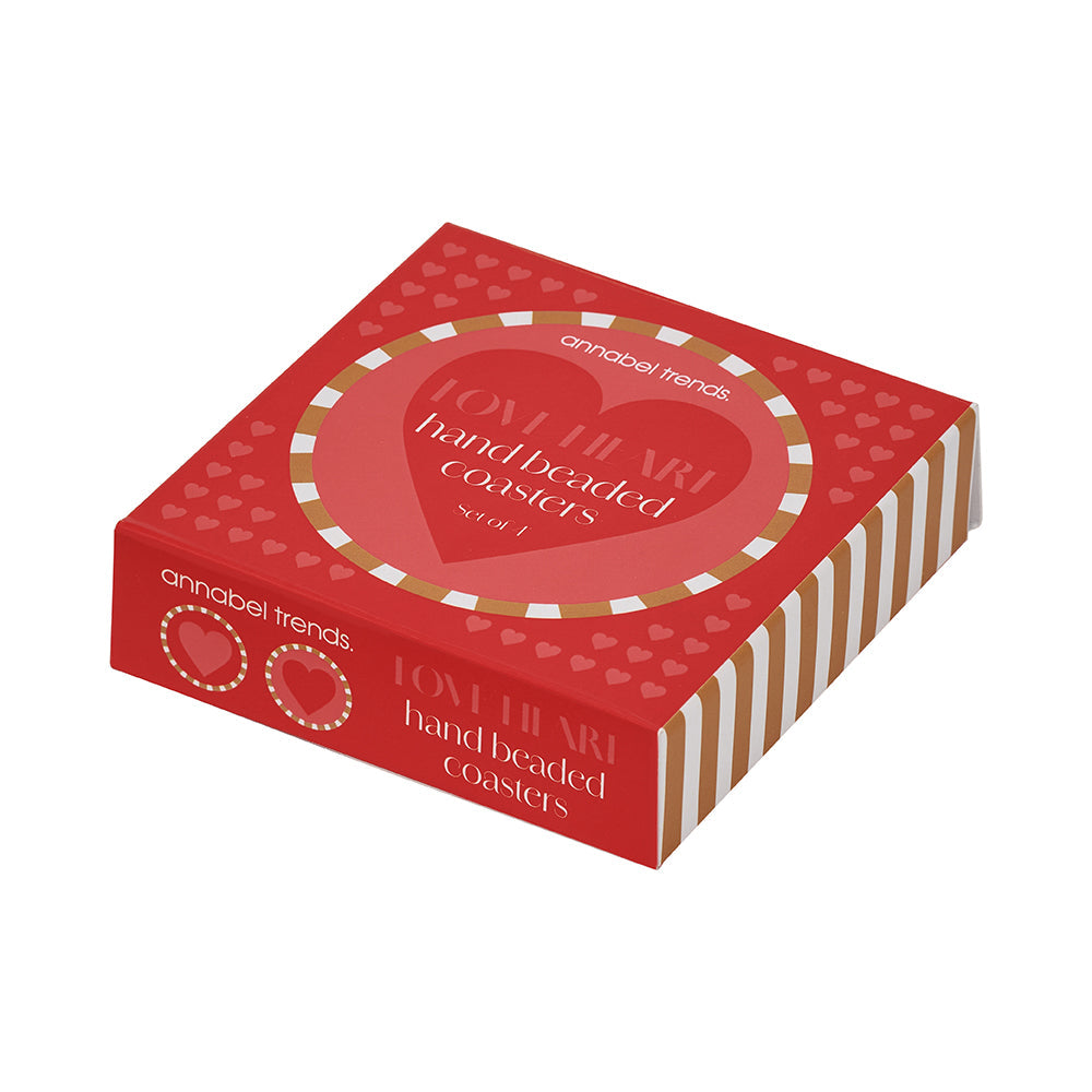 Annabel Trends Love Heart Hsand Beaded Coasters - Set of 4