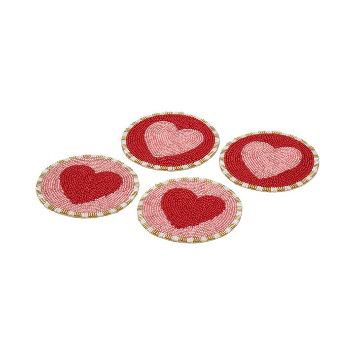 Annabel Trends Love Heart Hsand Beaded Coasters - Set of 4