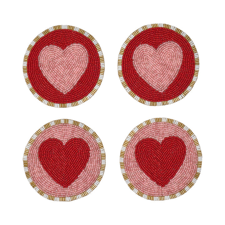 Annabel Trends Love Heart Hsand Beaded Coasters - Set of 4