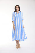 Orientique - Stripe Dress Long Buttonthrough