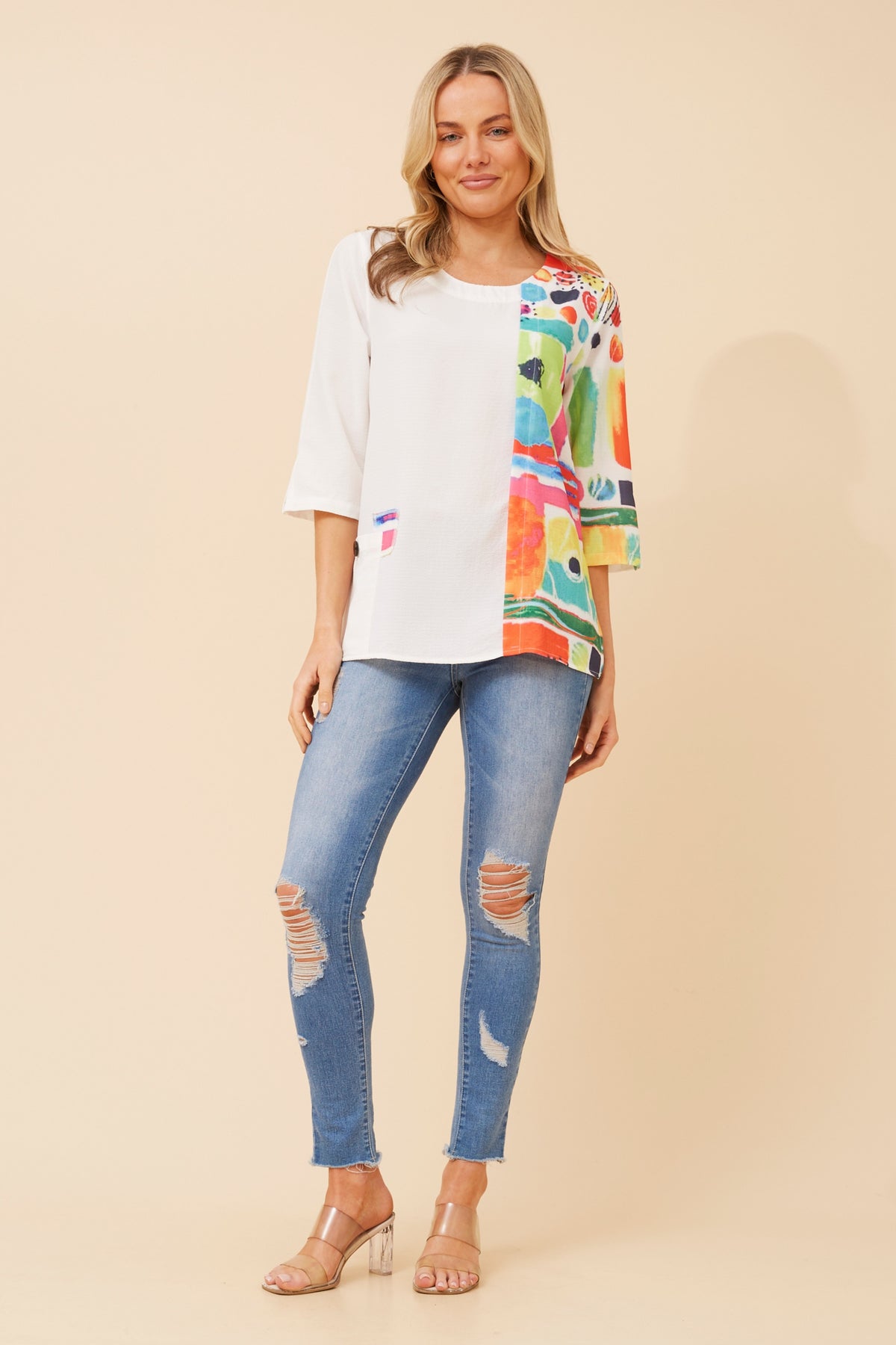 Caroline Morgan Alia Abstract Print Top
