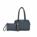 Black Caviar Designs Australia ANGELIQUE GUNMETAL BLUE 2 PIECE BOWLER HANDBAG