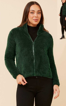 Faux fur teddy jacket - Khaki