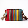 Genuine Leather Rainbow Stripe Crossbody Bag